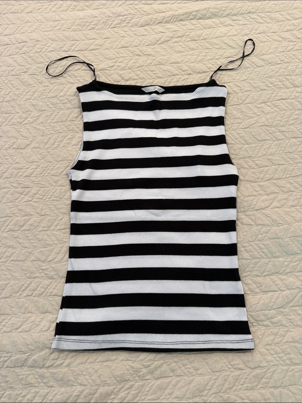 Zara Black and White Striped Spaghetti Strap Camisole